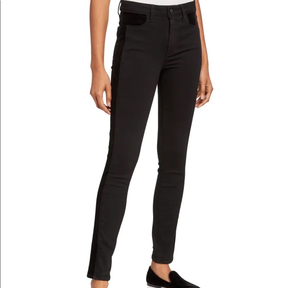 Paige Hoxton Skinny Jeans with Velvet Trim